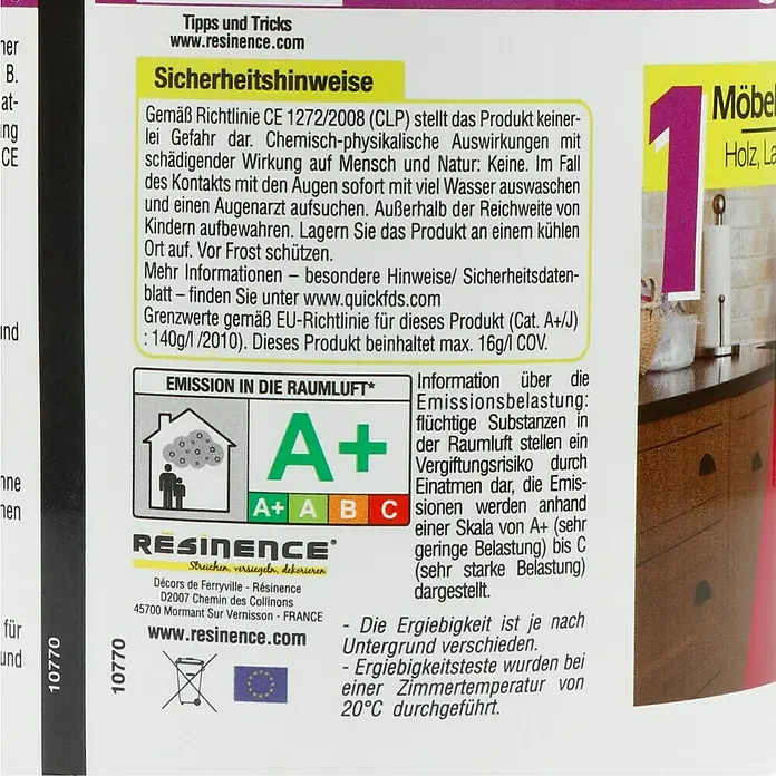 Résinence Créasine Farbiges Kunstharz - Aschweiß, 500 ml - Rückansicht