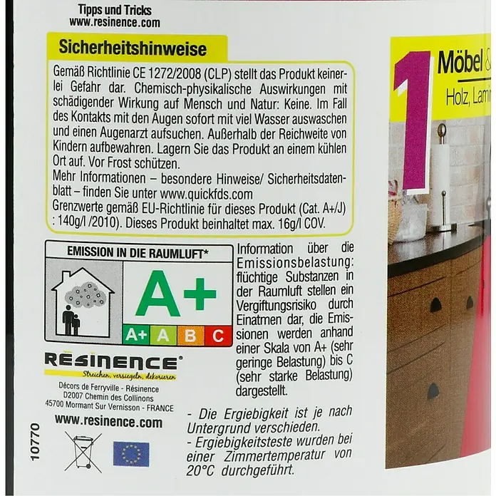 Résinence Créasine Farbiges Kunstharz - Leinen, 500 ml - Rückansicht