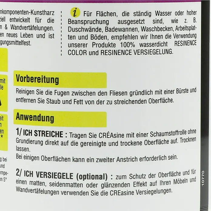 Résinence Créasine Farbiges Kunstharz - Mondgrau, 500 ml - Rückansicht