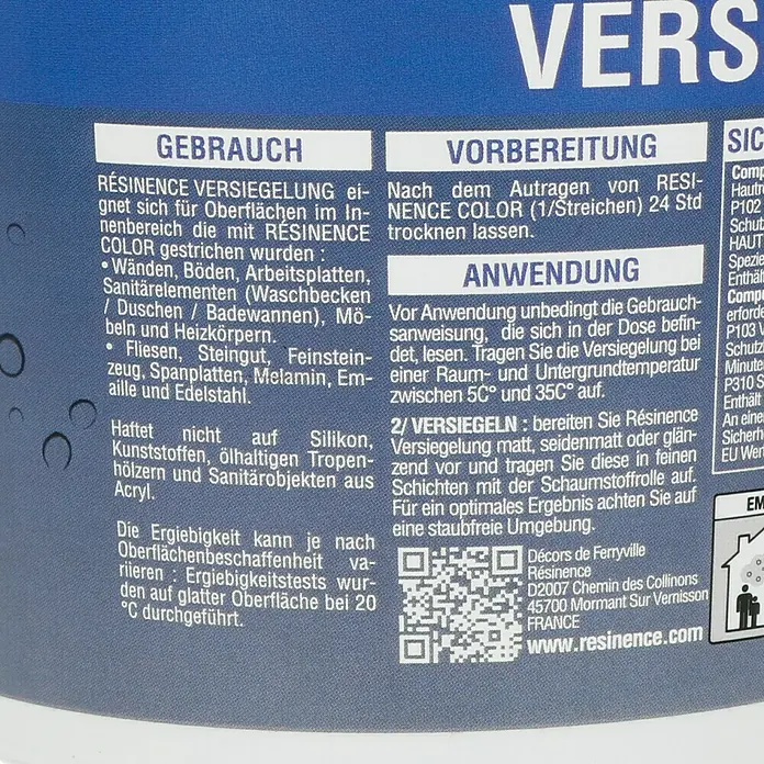 Résinence Déco Versiegelung - Seidenmatt-Effekt, 500 ml - Rückansicht