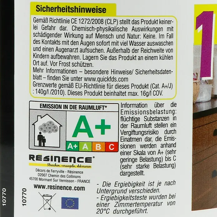 Résinence Créasine Farbiges Kunstharz - Rot, 500 ml - Rückansicht