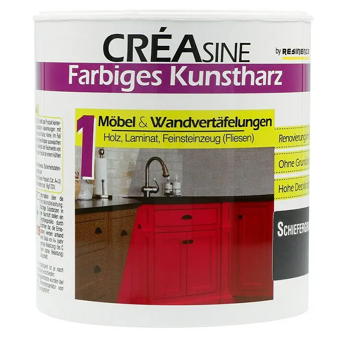 Résinence Créasine Farbiges Kunstharz - Schiefergrau, 500 ml - Vorderansicht