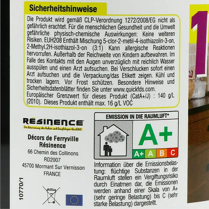 Résinence Créasine Farbiges Kunstharz - Perlgrau, 500 ml - Rückansicht