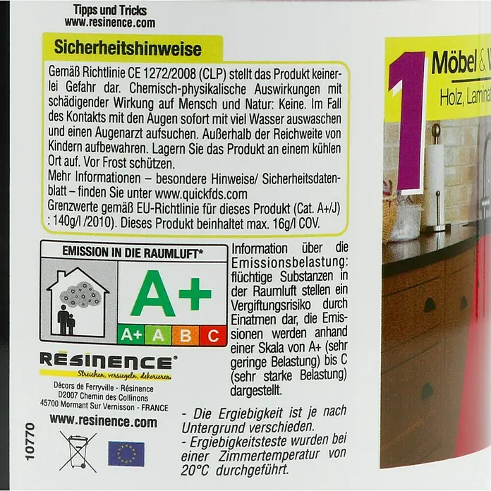 Résinence Créasine Farbiges Kunstharz - Karibik, 500 ml - Rückansicht