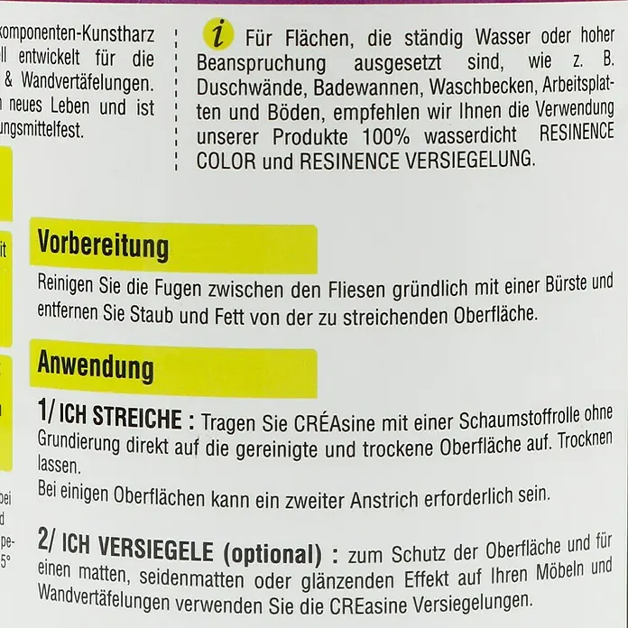 Résinence Créasine Farbiges Kunstharz - Weiß, 500 ml - Rückansicht