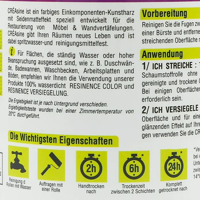 Résinence Créasine Farbiges Kunstharz - Milchig, 500 ml - Rückansicht