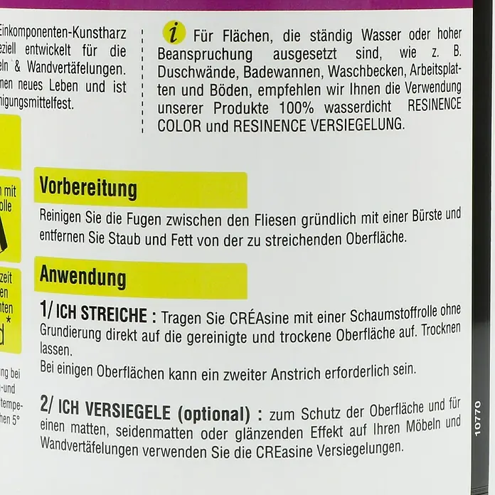 Résinence Créasine Farbiges Kunstharz - Mausgrau, 500 ml - Rückansicht