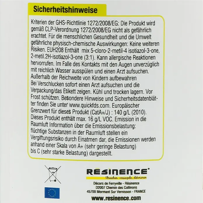 Résinence Créasine Versiegelung - Farblos, 500 ml, Seidenmatt - Rückansicht