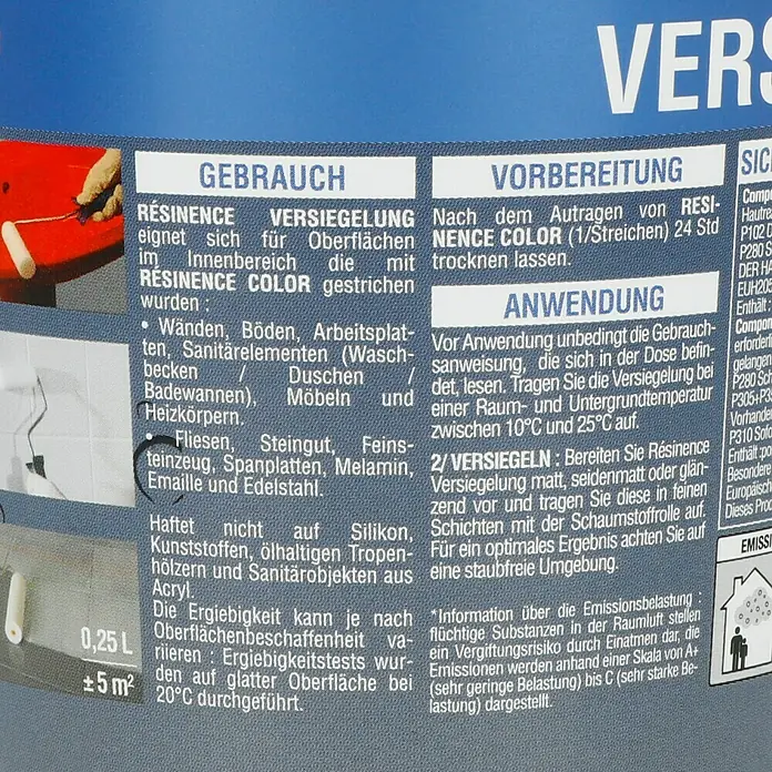 Résinence Déco Versiegelung - Matt-Effekt, 250 ml - Rückansicht