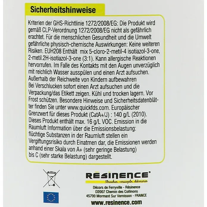 Résinence Créasine Versiegelung - Farblos, 500 ml, Matt - Rückansicht