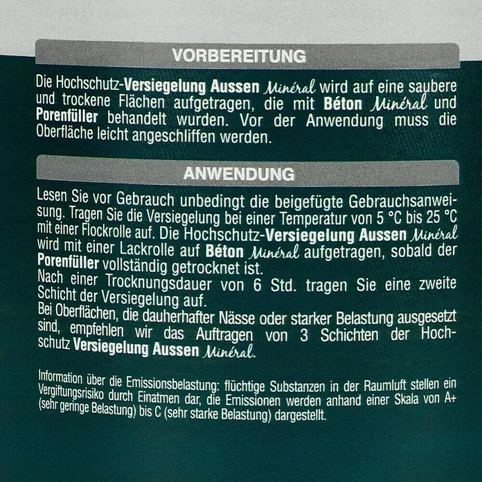 Résinence Versiegelung 3 Hochschutz-Versiegelung Außen Minéral - Transparent, Seidenmatt, 250 ml - Rückansicht