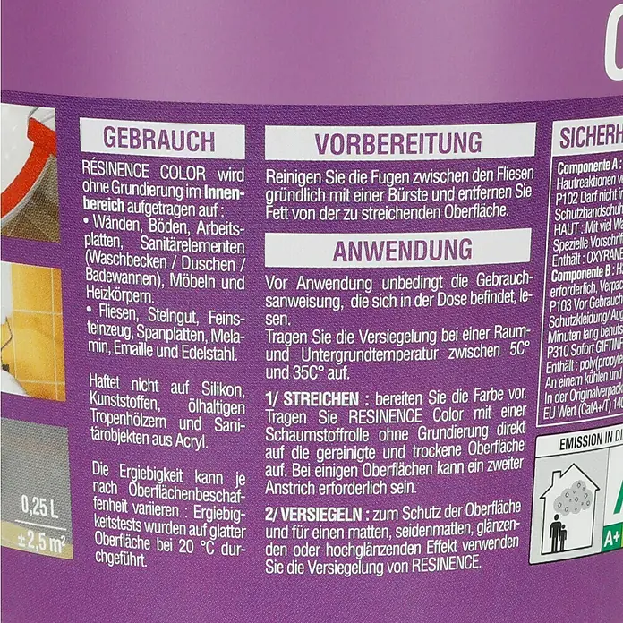 Résinence Color Farbiger Kunstharzlack - Elfenbein, 250 ml - Rückansicht