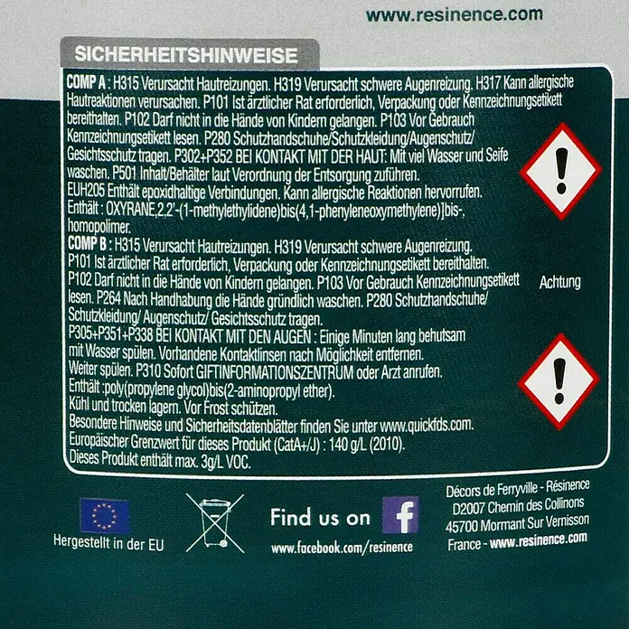 Résinence Versiegelung 3 Hochschutz-Versiegelung Außen Minéral - Transparent, Seidenmatt, 250 ml - Rückansicht