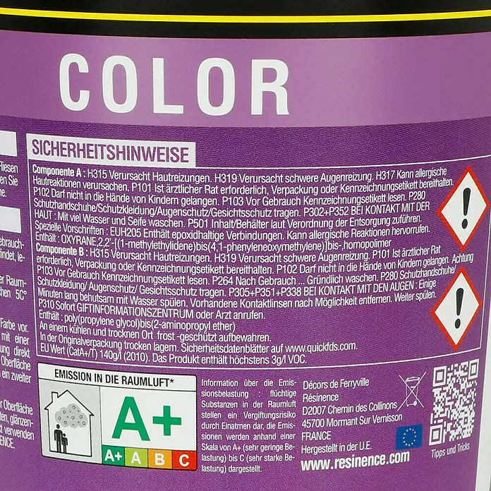 Résinence Color Farbiger Kunstharzlack - Elfenbein, 250 ml - Rückansicht