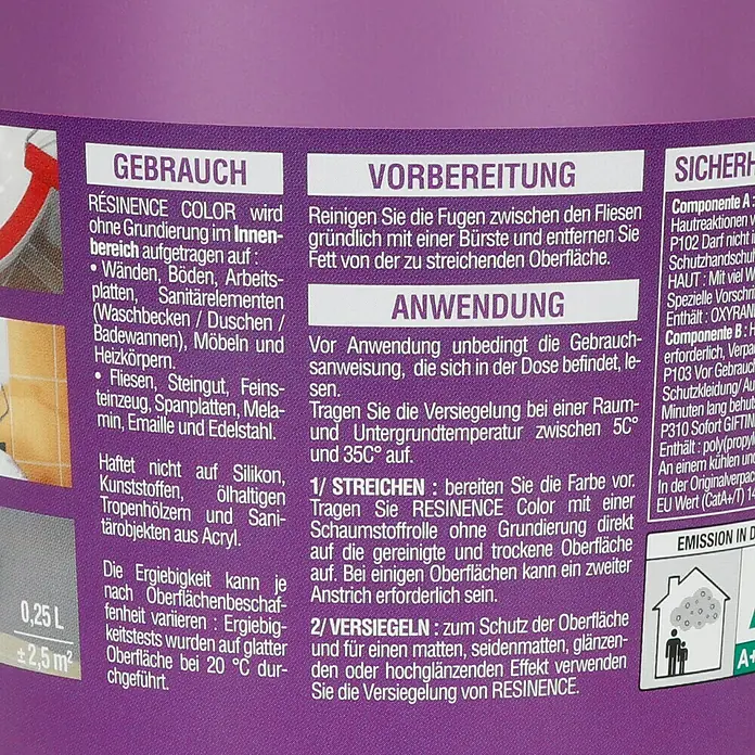 Résinence Color Farbiger Kunstharzlack - Pfaufeder, 250 ml - Rückansicht