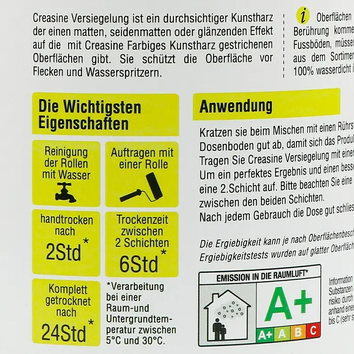 Résinence Créasine Versiegelung - Farblos, 500 ml, Matt - Rückansicht