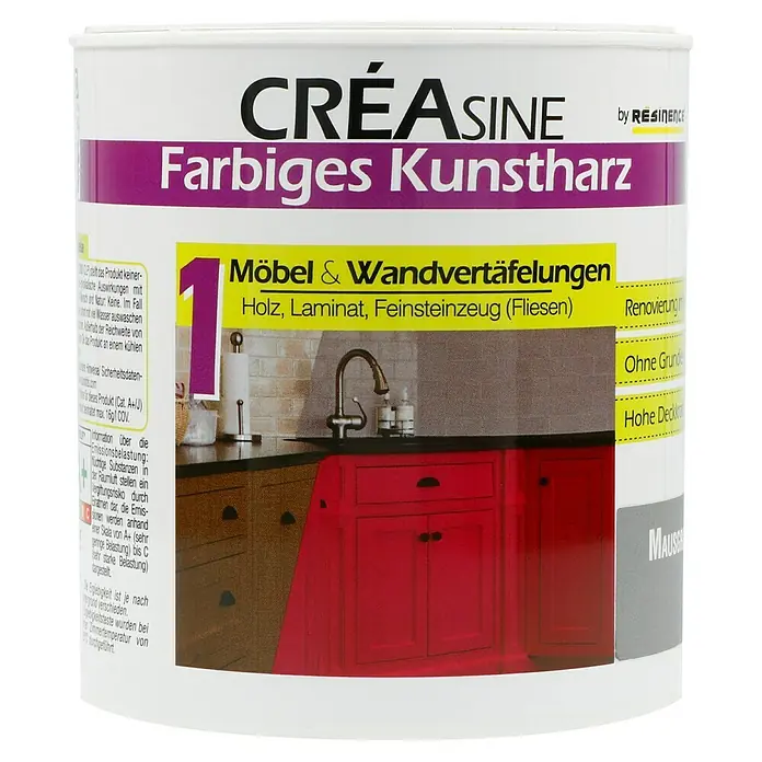 Résinence Créasine Farbiges Kunstharz - Mausgrau, 500 ml - Vorderansicht