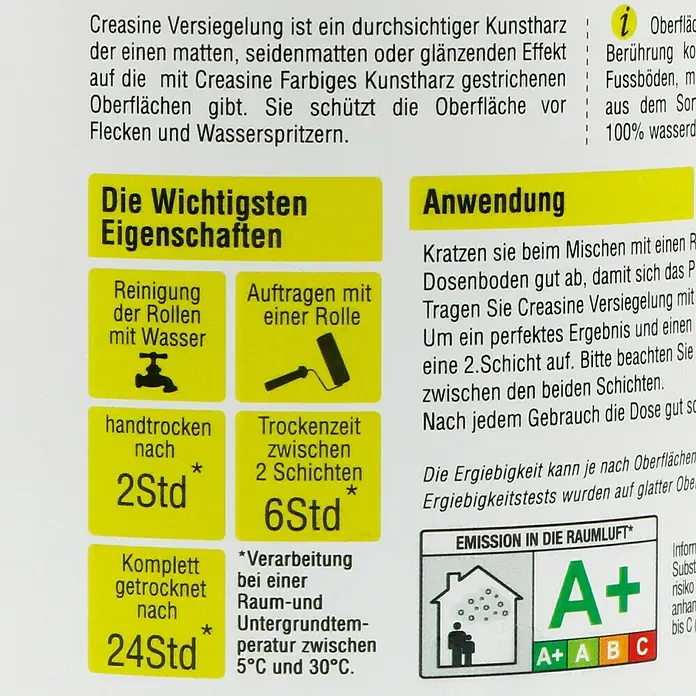 Résinence Créasine Versiegelung - Farblos, 500 ml, Seidenmatt - Verpackung