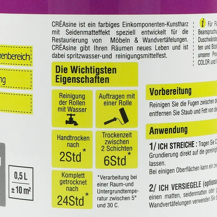 Résinence Créasine Farbiges Kunstharz - Zinkgrau, 500 ml - Verpackung