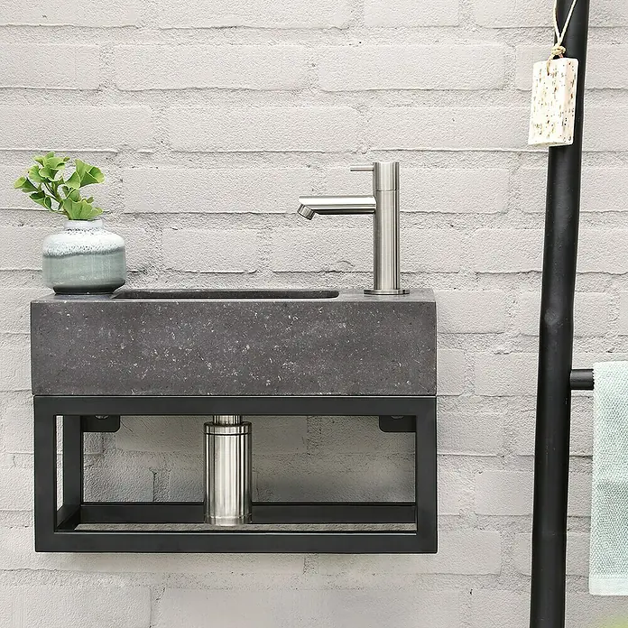 Differnz Handdoekenrek - 18,5 x 38,5 x 15,5 cm, Metaal, Mat Zwart - Sfeeropname