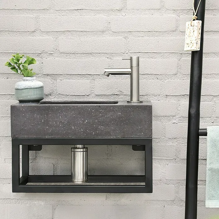 Differnz Handdoekenrek - 18,5 x 37,5 x 15,5 cm, Metaal, Mat Zwart - Sfeeropname