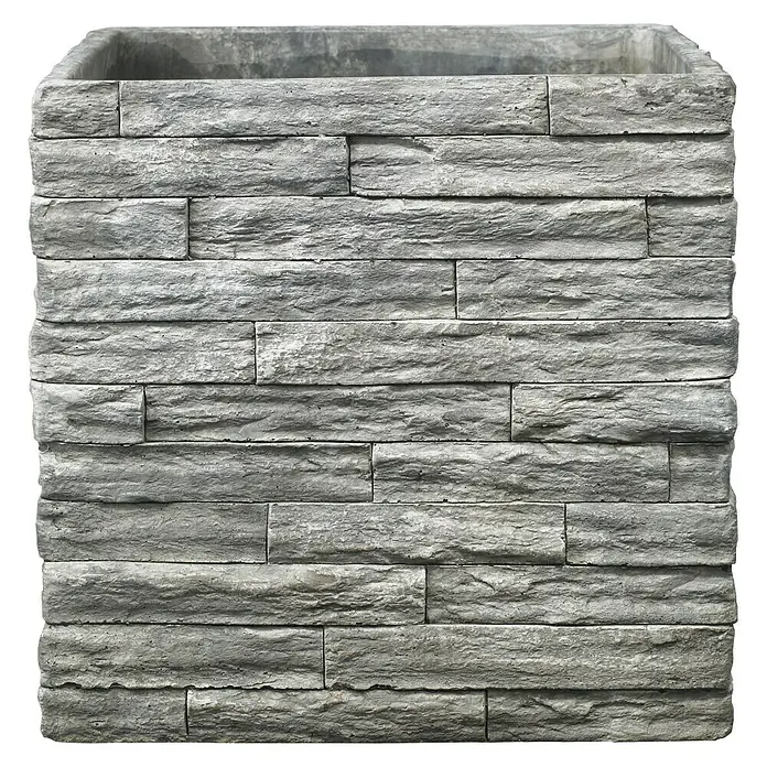 SK Latina Četvrtasta tegla za cvijeće Latina - Vanjska dimenzija (D x Š x V): 21 x 21 x 21 cm, Keramika, Kameno sive boje, Izgled kamena - Pogled sprijeda
