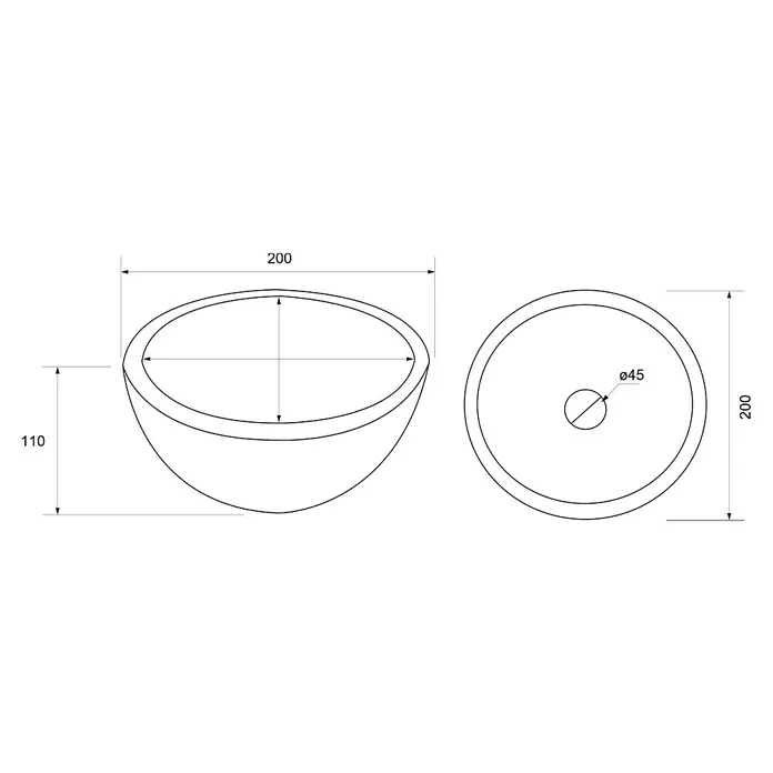 Differnz Waskom Boomer - Ø x h: 20 x 11 cm, Zonder overloop, Marmer - Blauwdruk