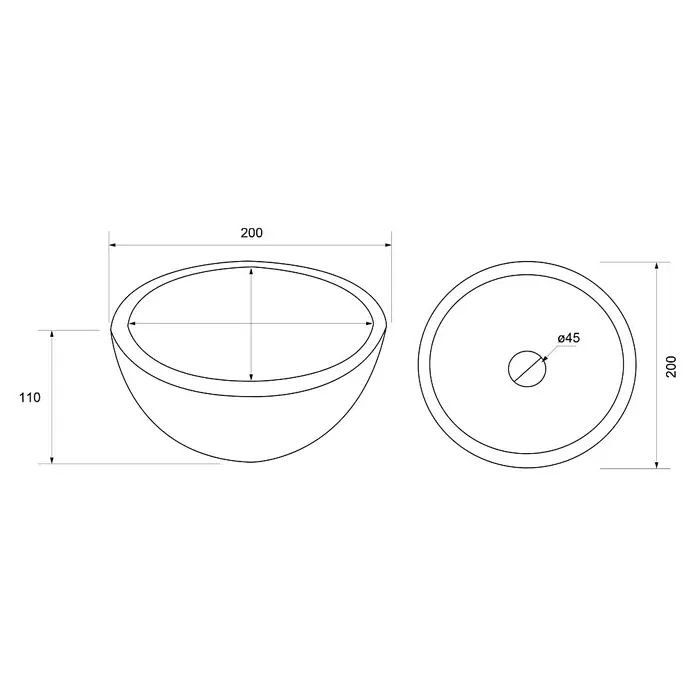 Differnz Waskom Boomer - Ø x h: 20 x 11 cm, Zonder overloop, Grijs - Blauwdruk
