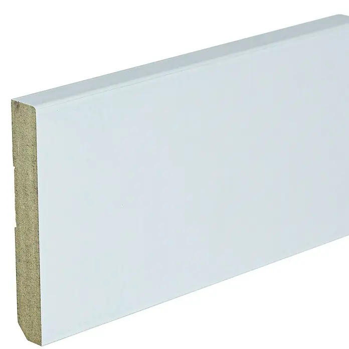 Rufete Zócalo MDF hidrófugo - 2,25 m x 12 mm x 70 mm, Blanco - Primer plano
