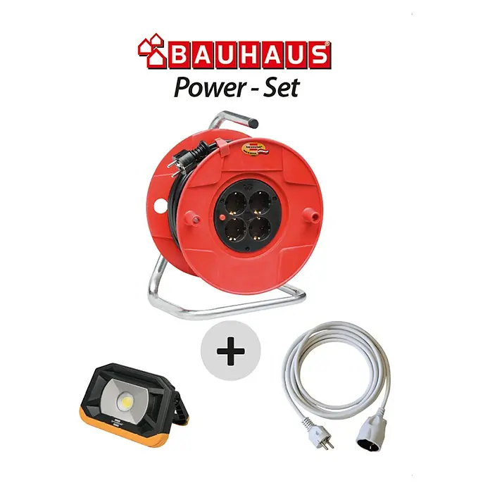 BAUHAUS Kabeltrommel Power-Set - 4-fach, Kabellänge: 20 m, H05VV-F3G1,5 - Vorderansicht