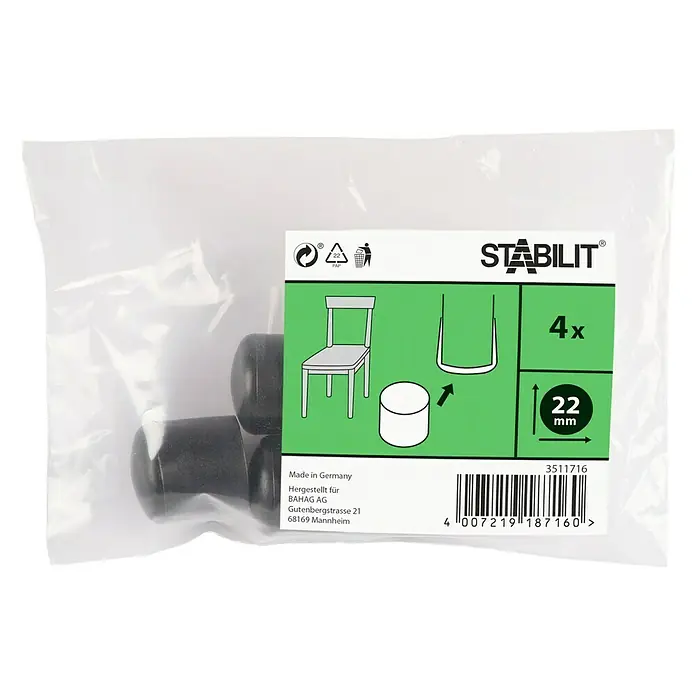 Stabilit Kapice za cijevi - 22 mm, Crne boje, 4 kom