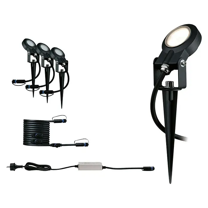 Paulmann Plug & Shine Set de luces de jardín LED Sting - 6 W, 3 luces, Estaca, IP67 - Vista angular