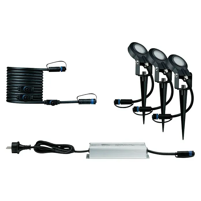 Paulmann Plug & Shine LED kerti spotlámpa szett LED kerti spotlámpa Sting - Földtüske, IP67 - Szögletes nézet