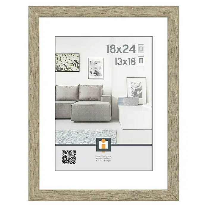 Intertrading Wissellijst Madrid - Vintage Eik, 24 x 18 cm, Kunststof - Vooraanzicht
