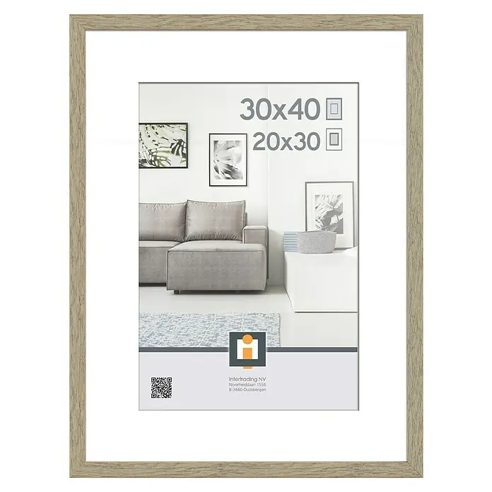Intertrading Wissellijst Madrid - Vintage Eik, 40 x 30 cm, Kunststof - Vooraanzicht