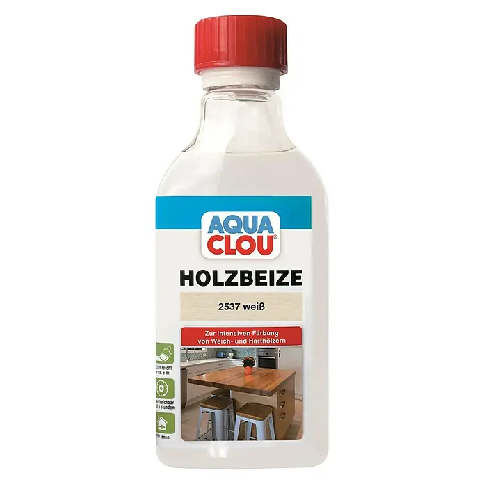 Clou Aqua Holzbeize - Weiß, 250 ml - Vorderansicht