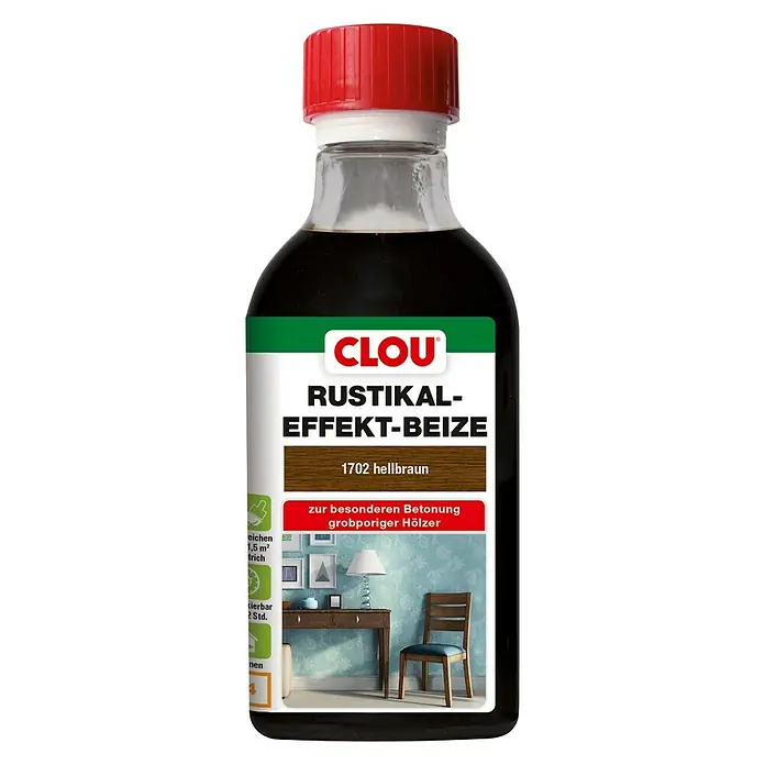 Clou Holzbeize Rustikal-Effekt-Beize B4 - Hellbraun, 250 ml - Vorderansicht