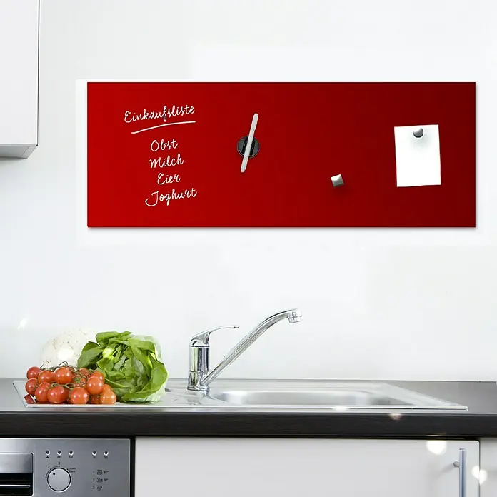 Memoboard - Rot, 80 x 30 cm - Stimmungsaufnahme