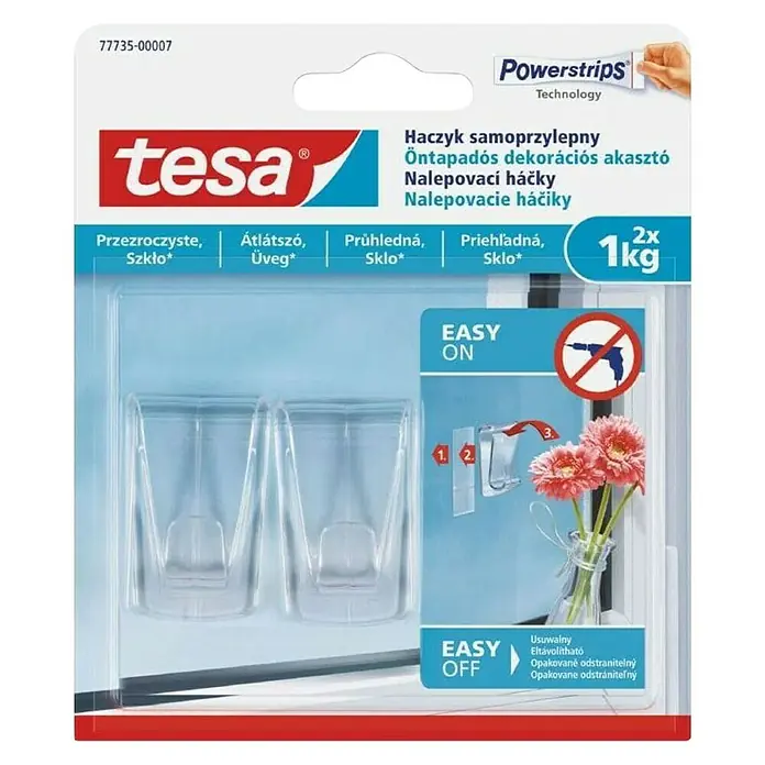 Tesa Samoljepljiva kukica - Prozirno, 2 kom - Pogled sprijeda