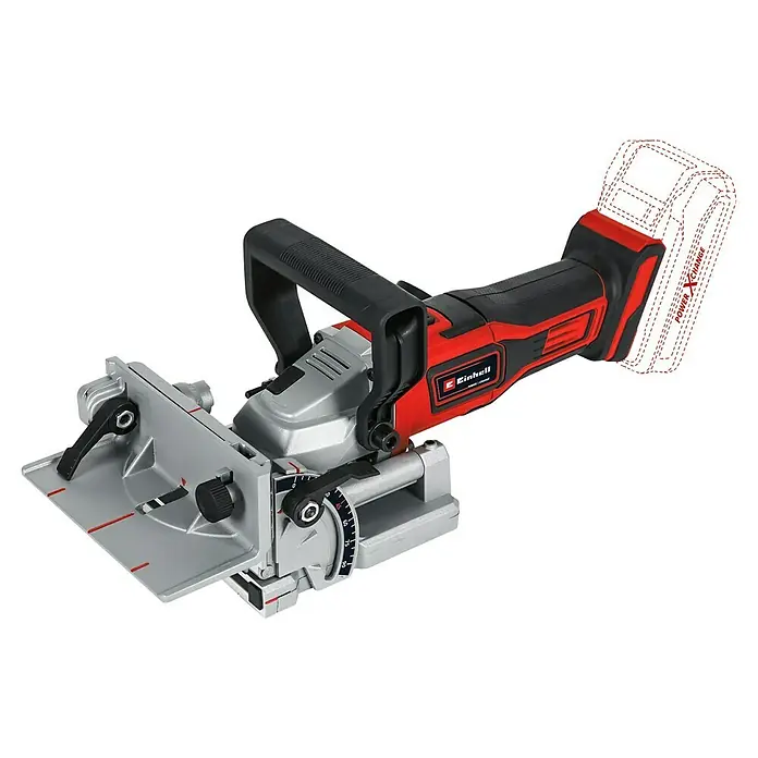 Einhell Power X-Change Akku-Flachdübelfräse TE-BJ 18 Li - Solo - 18 V, Ohne Akku, Leerlaufdrehzahl: 6.500 U/min - Diagonale Ansicht