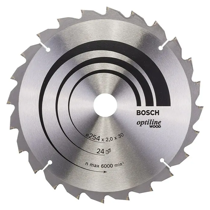 Bosch Kreissägeblatt Optiline Wood - 254 mm, Bohrung: 30 mm, 24 Zähne - Vorderansicht
