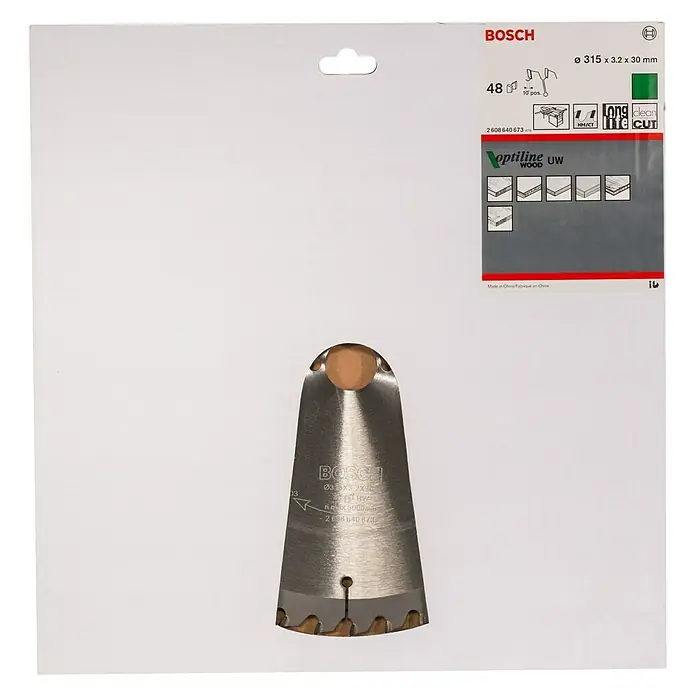 Bosch Kreissägeblatt Optiline Wood - 315 mm, Bohrung: 30 mm, 48 Zähne - Vorderansicht