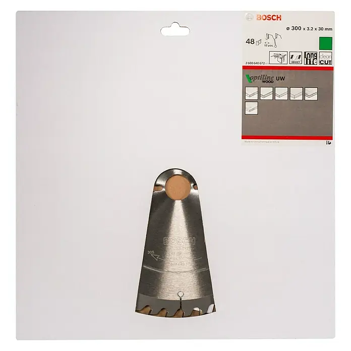Bosch Kreissägeblatt Optiline Wood - 300 mm, Bohrung: 30 mm, 48 Zähne - Vorderansicht