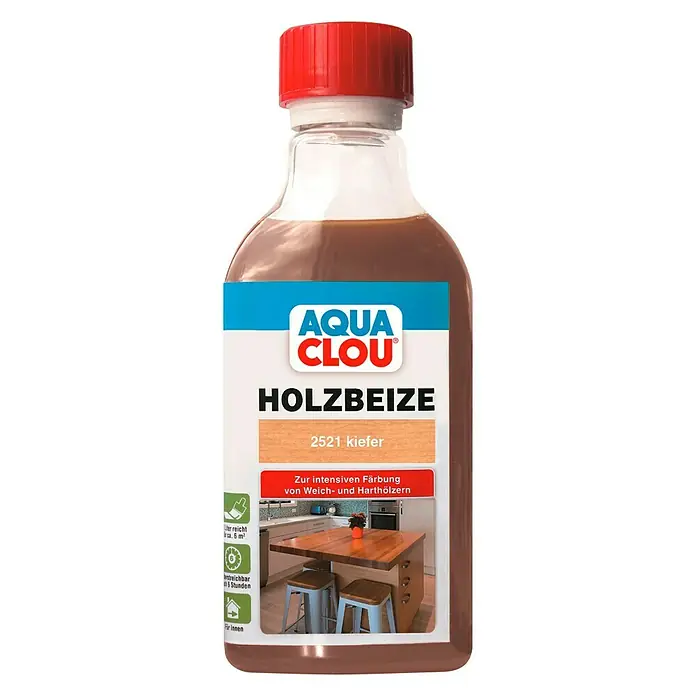Clou Aqua Holzbeize - Kiefer, 250 ml - Vorderansicht