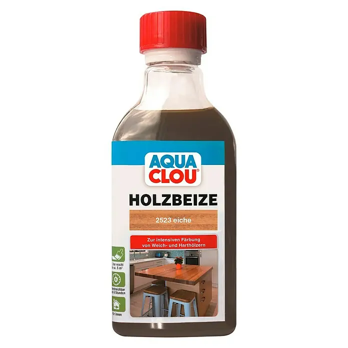 Clou Aqua Holzbeize - Eiche, 250 ml - Vorderansicht