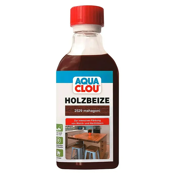 Clou Aqua Holzbeize - Mahagoni, 250 ml - Vorderansicht