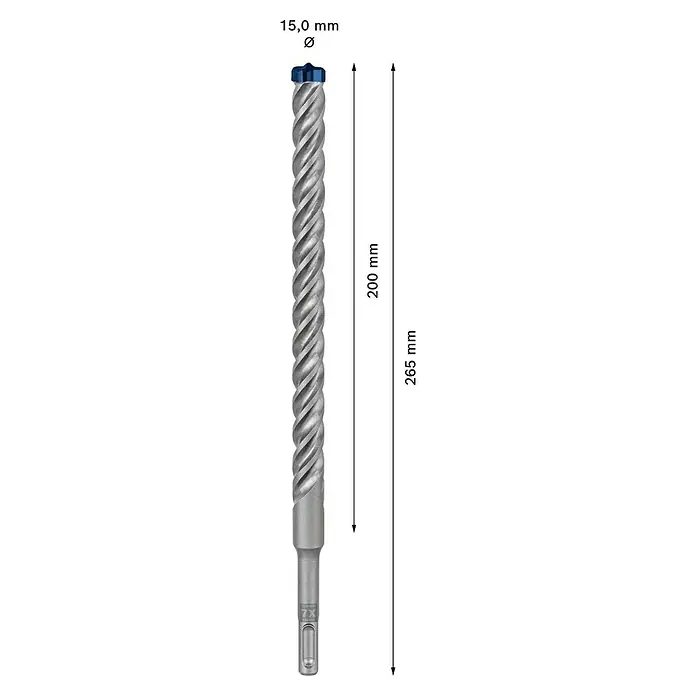 Bosch Professional Expert SDS-Plus Betonbohrer SDS Plus-7X - Durchmesser: 15 mm, Länge: 261 mm - Skizze