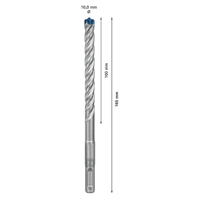 Bosch Professional Expert SDS-Plus Betonbohrer-Set SDS Plus-7X - Durchmesser: 10 mm, Länge: 165 mm, 10 Stk. - Skizze