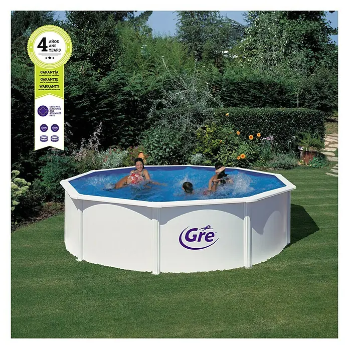Gre Piscina circular desmontable Fidji - Ø x Al: 460 x 120 cm, 17.450 l, Blanco
