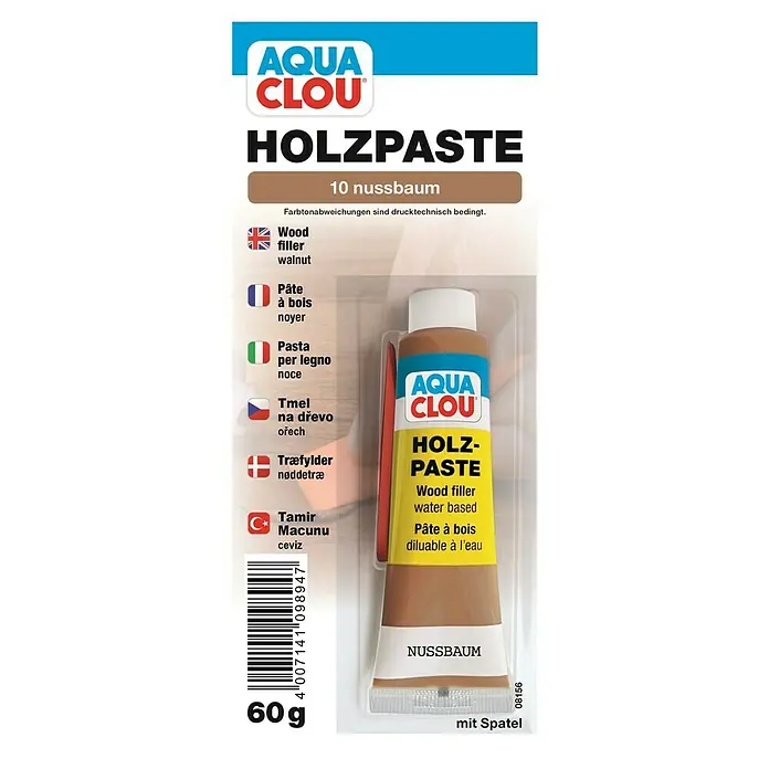 Clou Aqua Holzpaste - Nussbaum, 50 g - Vorderansicht